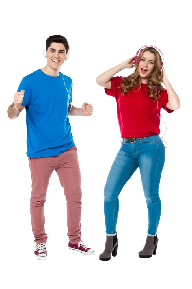 Happy Dancing Couple in Casual Attire