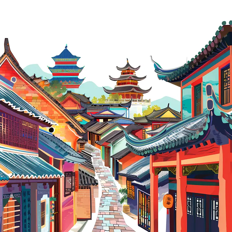 Colorful Village with Scenic View