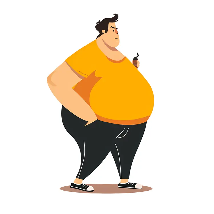Overweight Man with Drink