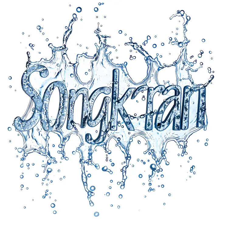 Songkran Text with Water Splash