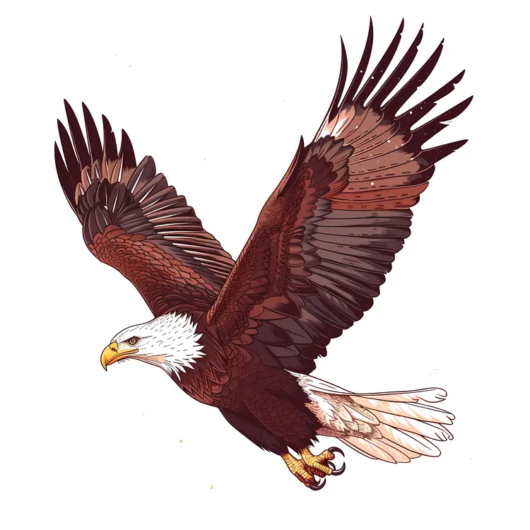 Flying Bald Eagle in Mid-Air