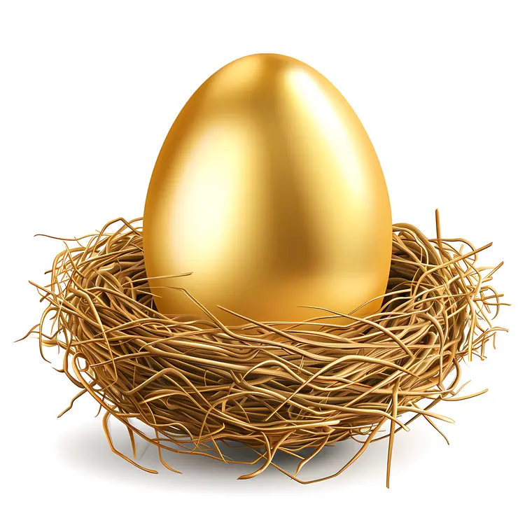 Golden Egg in a Nest for Easter
