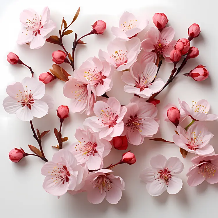 Beautiful Pink Cherry Blossoms with Buds