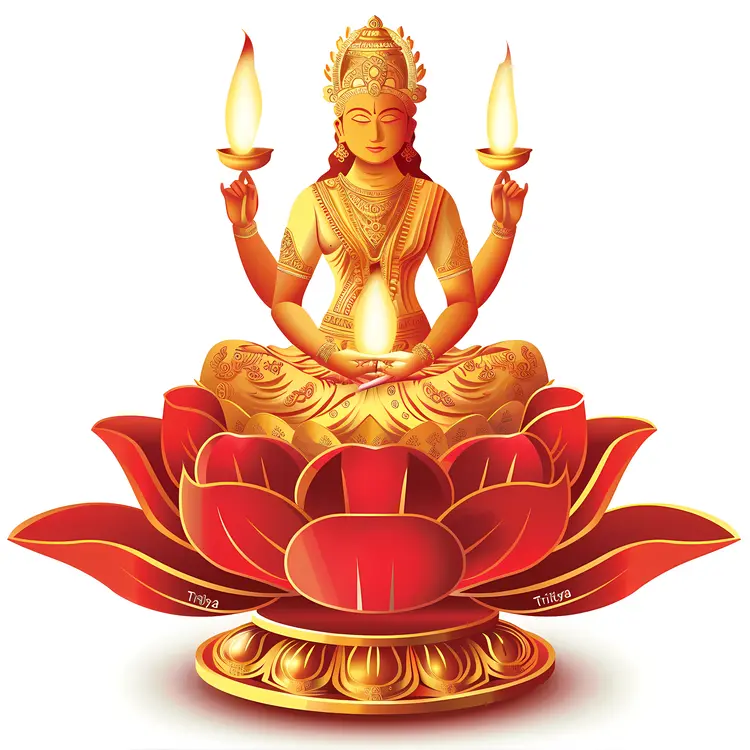 Hindu Goddess Holding Lamps