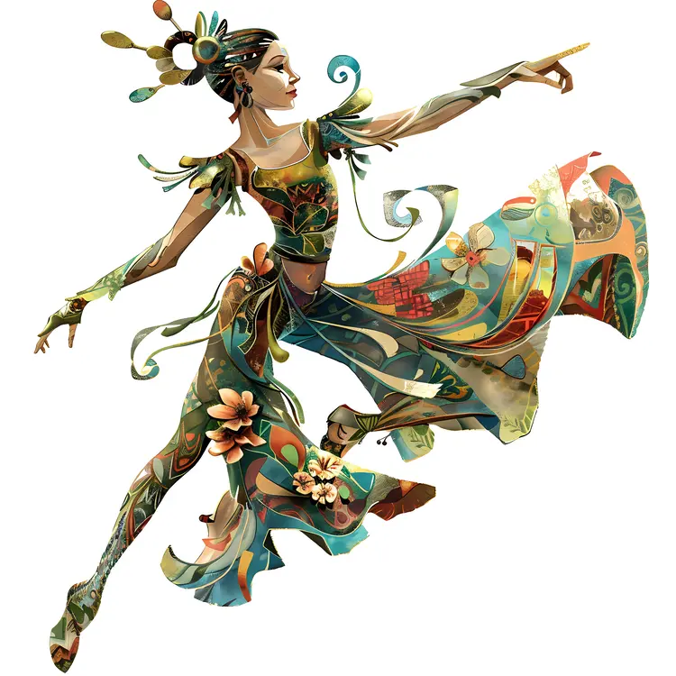 Graceful Woman in Floral Dress Dancing