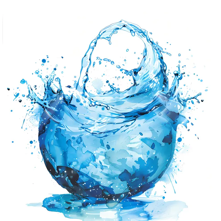 Dynamic Blue Water Splash