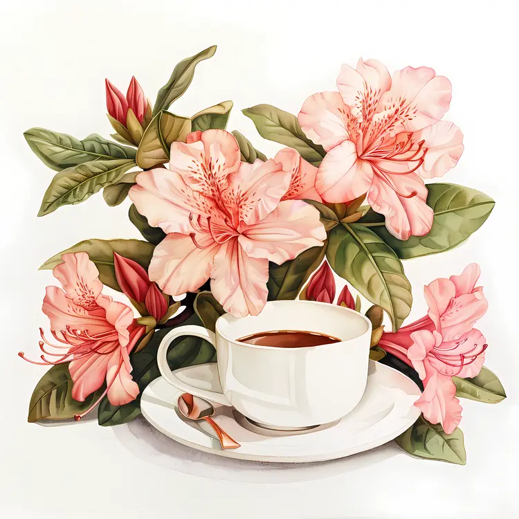 Tea Cup with Delicate Pink Flowers
