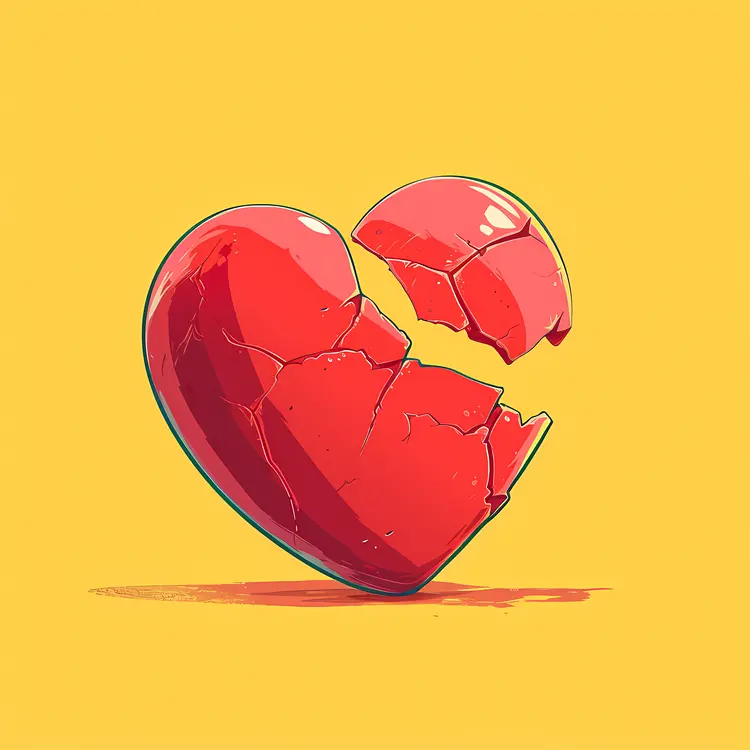Cracked Red Heart with Missing Top