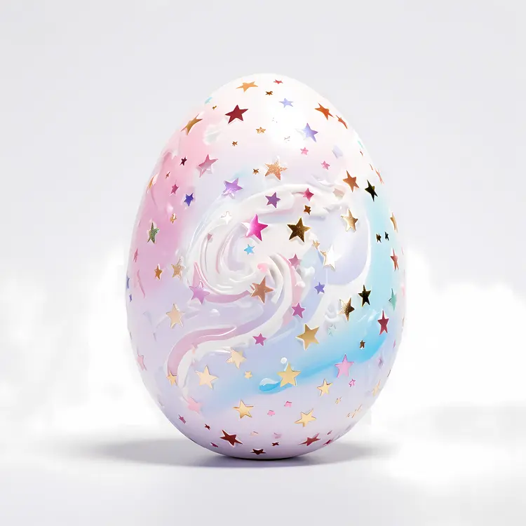 Colorful Decorative Egg with Stars for Easter