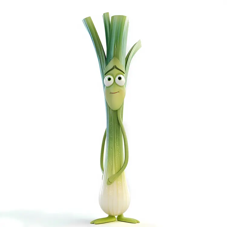 Shy Cartoon Green Onion