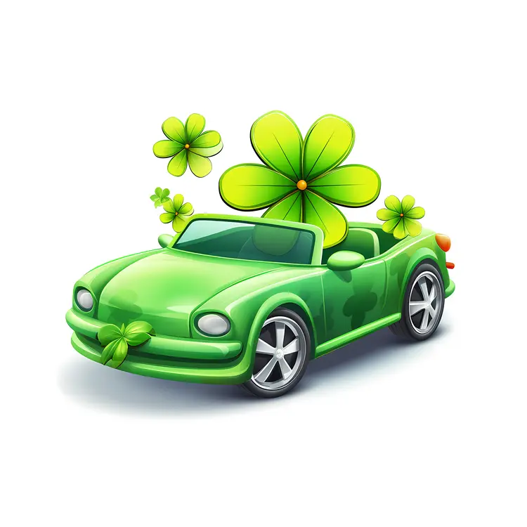 Green Car with Shamrocks for St. Patrick's Day