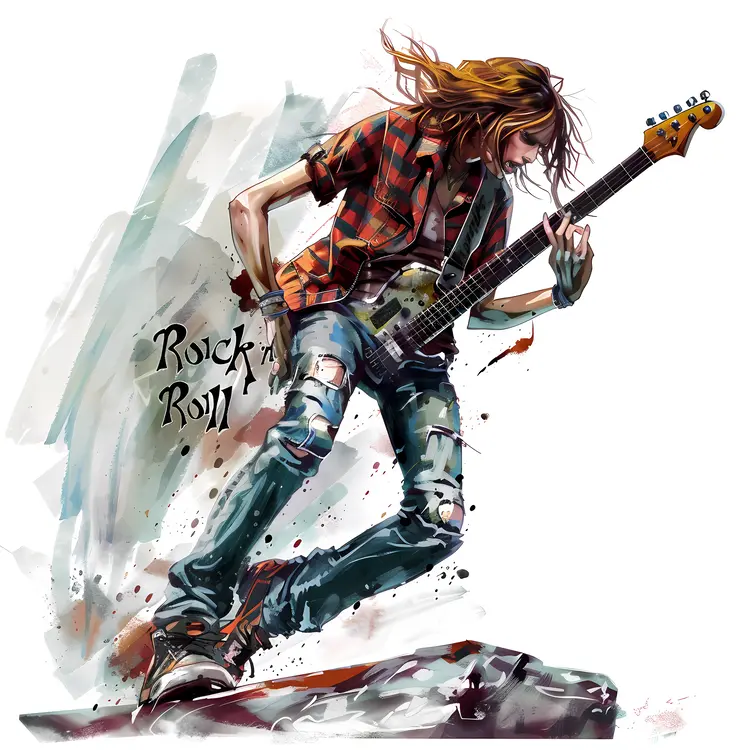 Rock 'n' Roll Guitarist in Action