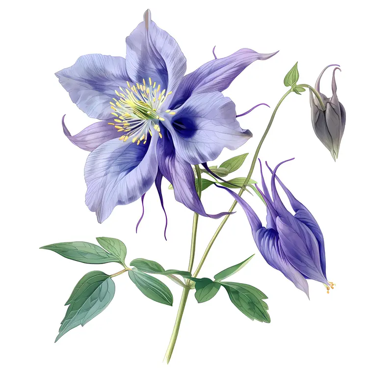 Blue Columbine Flower in Bloom