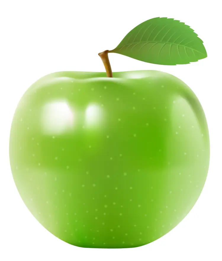 Green Apple with Single Leaf