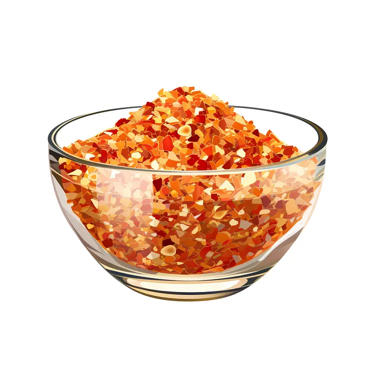 Orange Crystals in a Glass Bowl