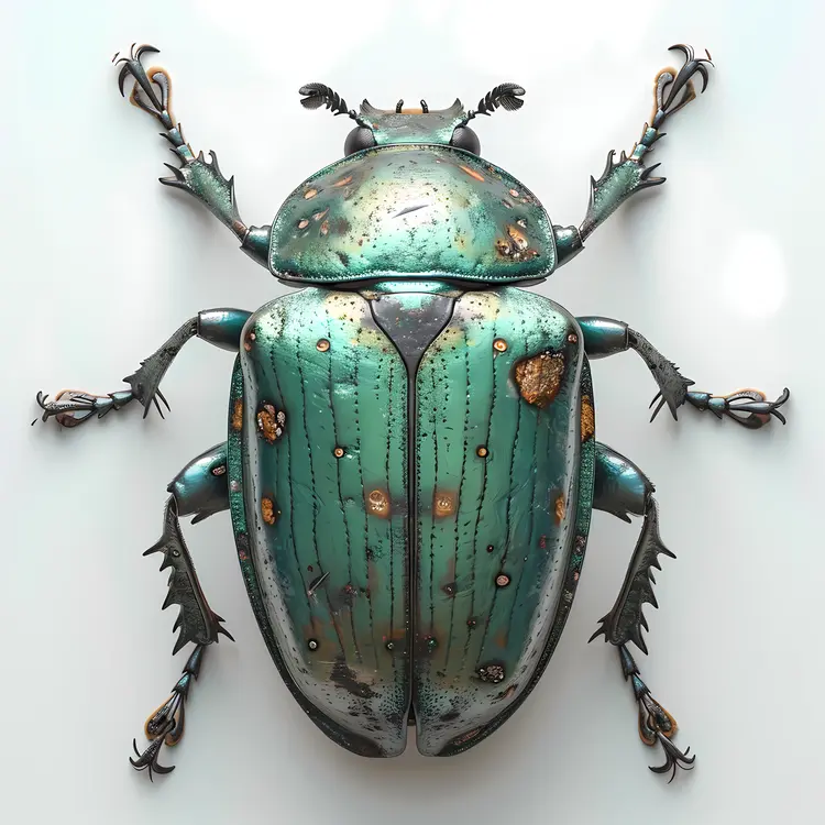 Green Beetle with Detailed Patterns