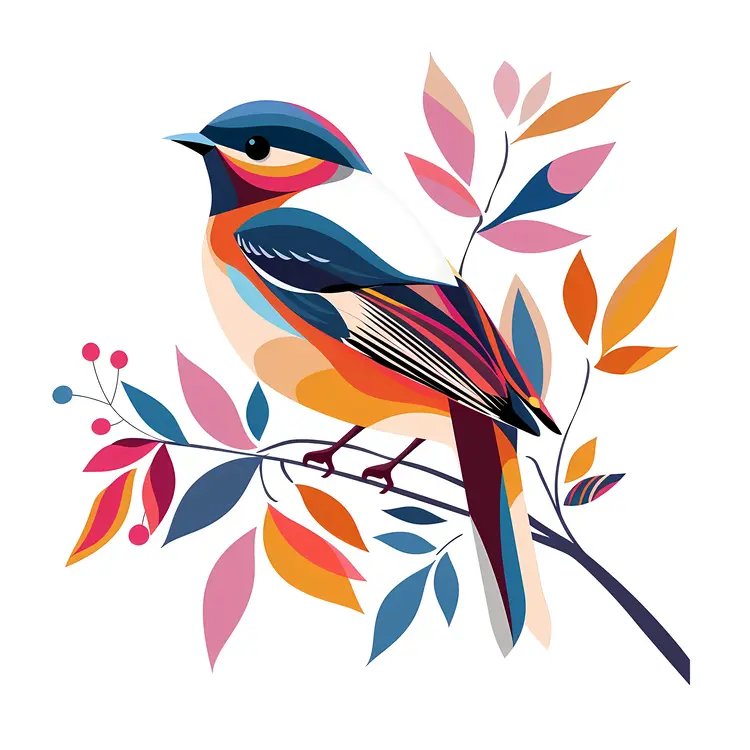 Single Colorful Bird on Branch