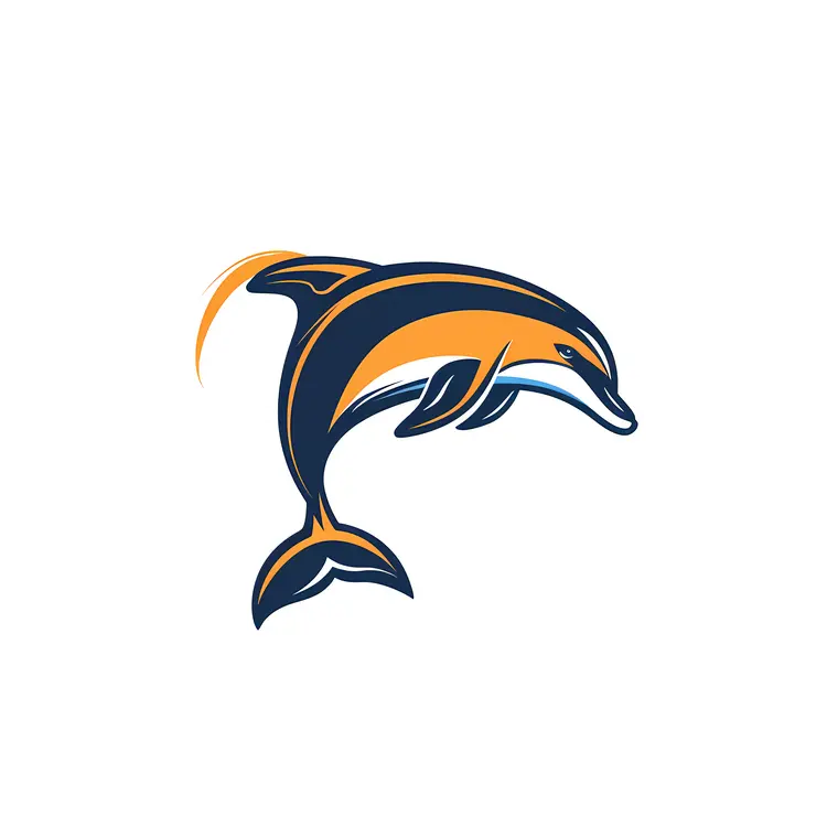 Jumping Dolphin in Orange and Blue