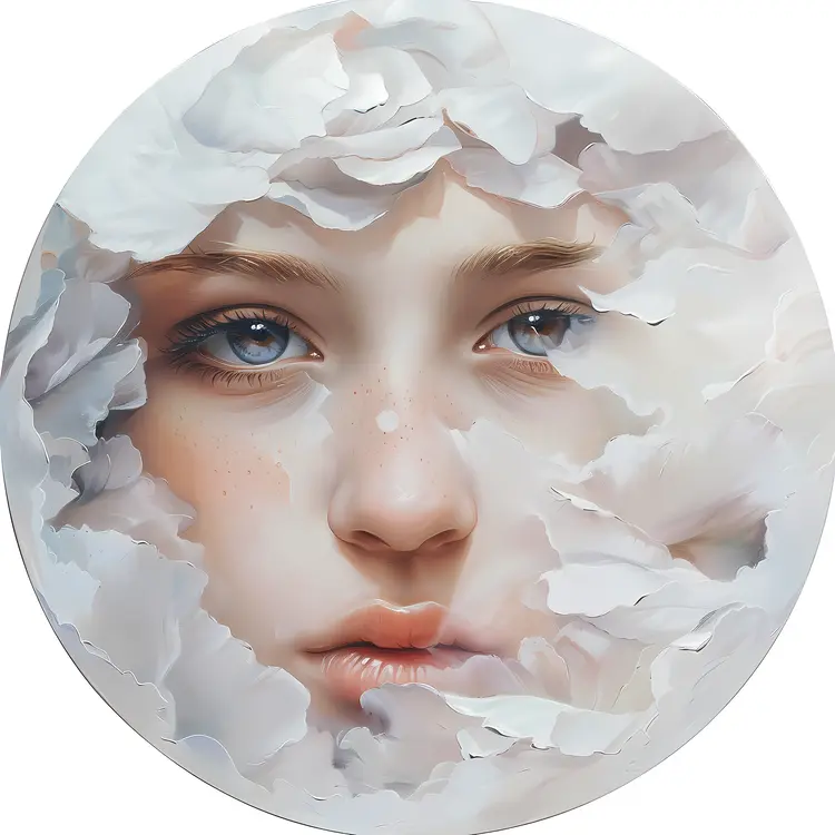 Delicate Face Surrounded by White Petals