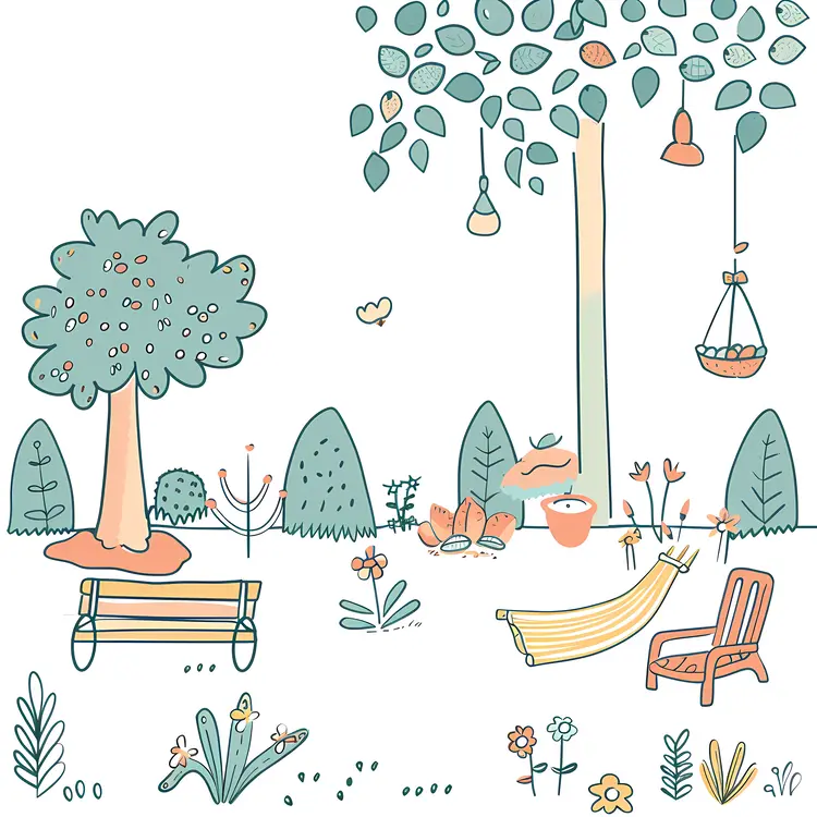 Minimalist Backyard Garden with Hammock