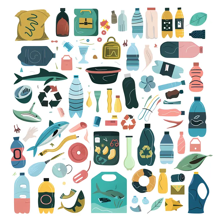 Assorted Plastic Waste in the Ocean