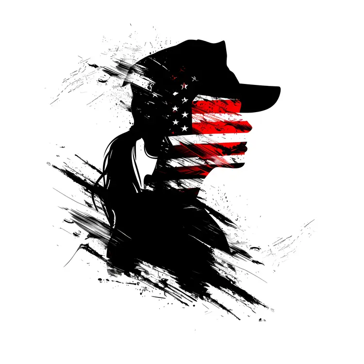 Silhouette with American Flag