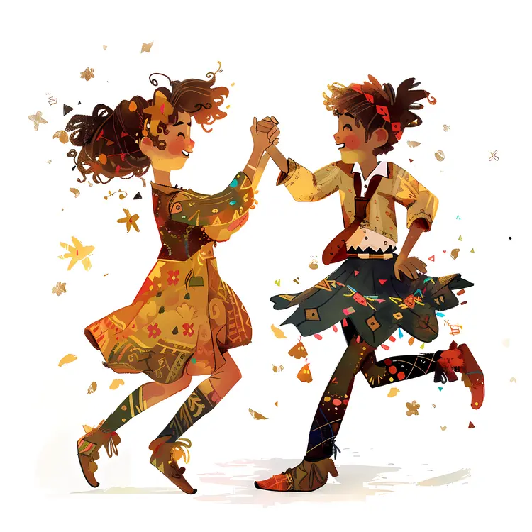 Joyful Dancing Children with Autumn Leaves