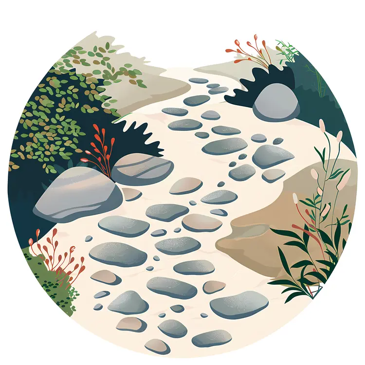 Colorful Stones Path in Circular Frame