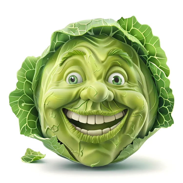 Laughing Cabbage with Green Leaves