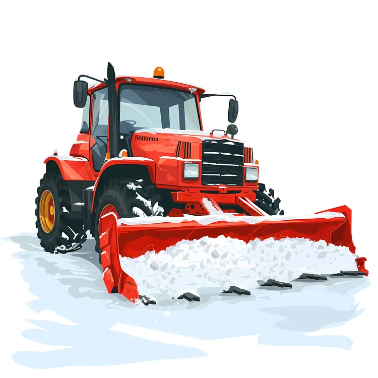 Red Snow Plow in Action