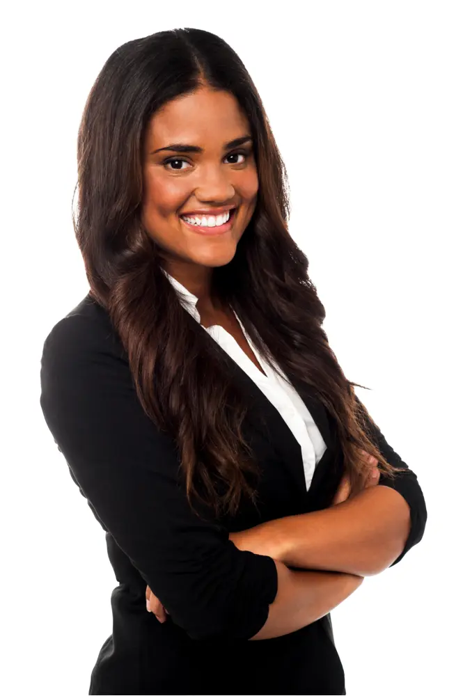 Confident Smiling Woman in Formal Attire