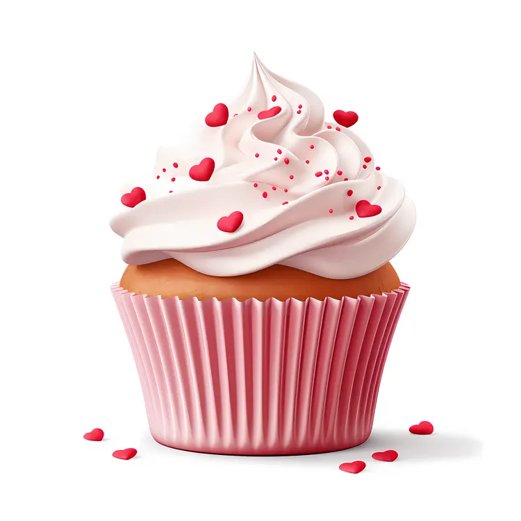 Cupcake with Heart Decorations