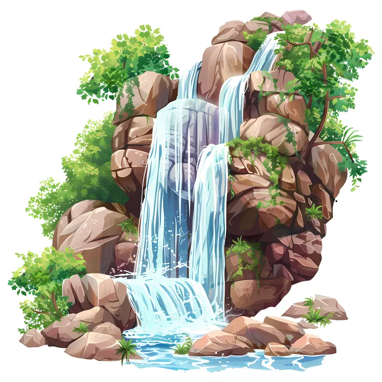 Beautiful Waterfall with Rocks