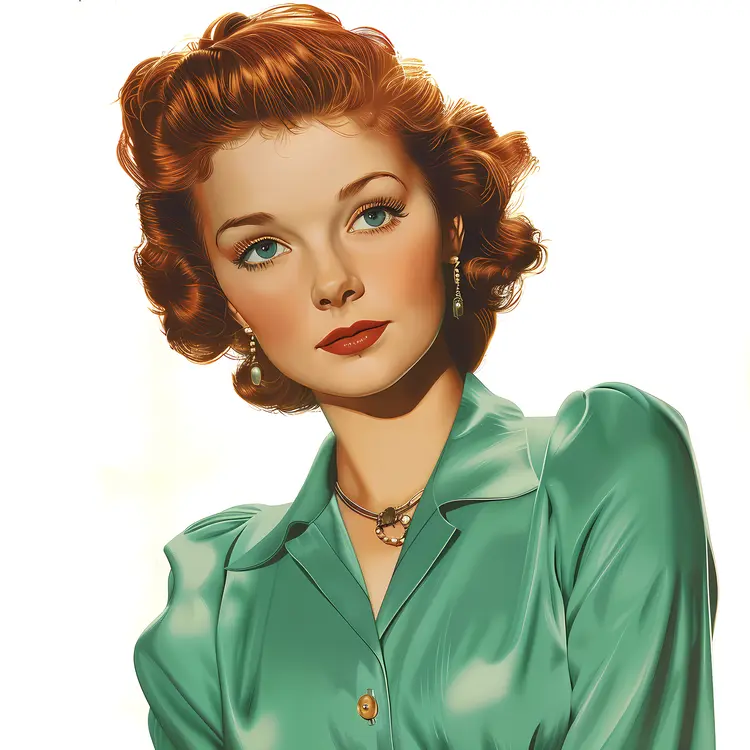 Vintage Woman in Green Blouse