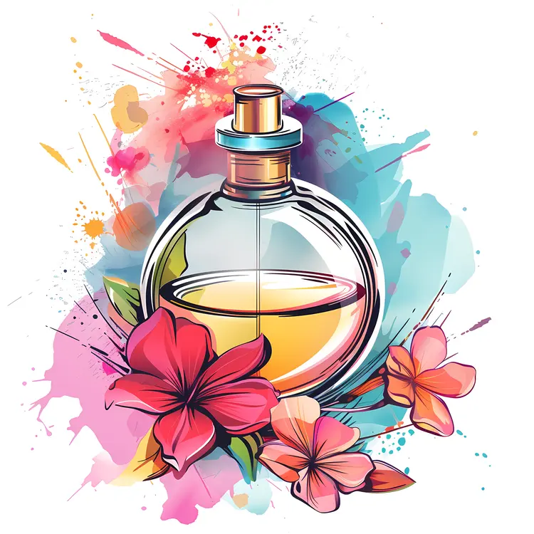 Elegant Perfume Bottle with Flowers