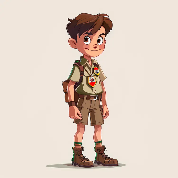 Single Boy Scout in Uniform