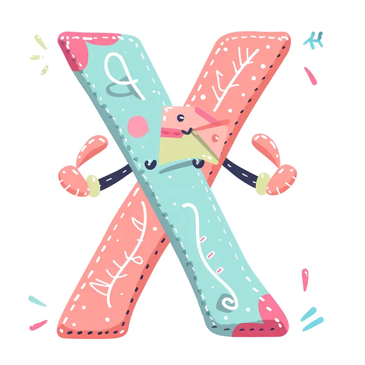 Colorful Letter X with Bunny