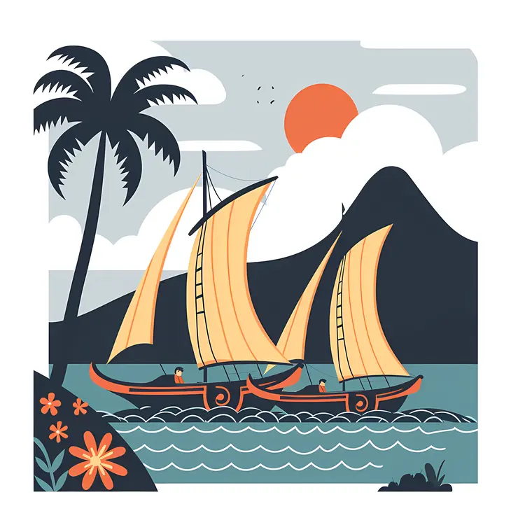 Sailing Boats in Tropical Setting