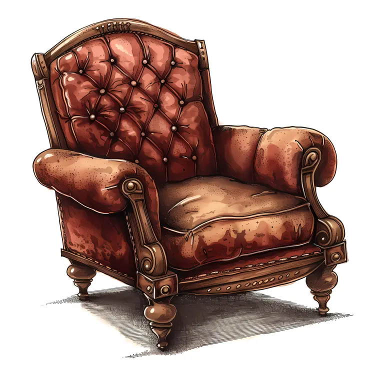 Antique Red Leather Armchair