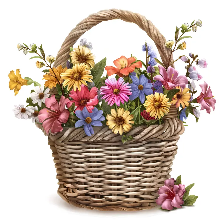 Wicker Basket with Flowers