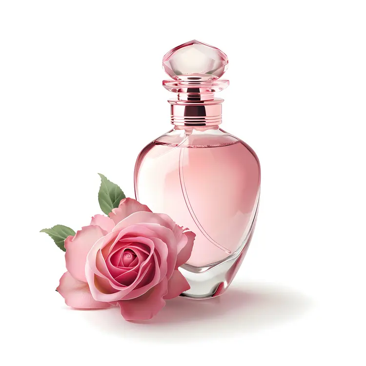 Elegant Pink Perfume Bottle with Rose