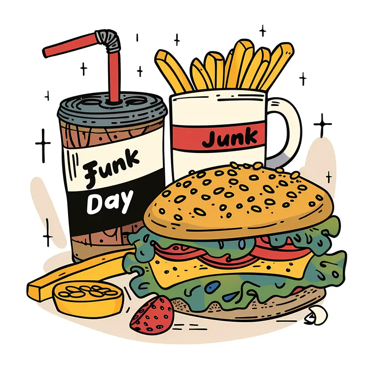 Junk Food Day with Burger and Fries