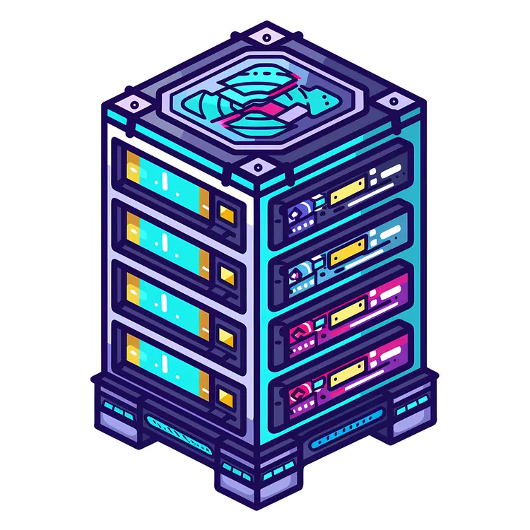 Colorful Server Rack Illustration