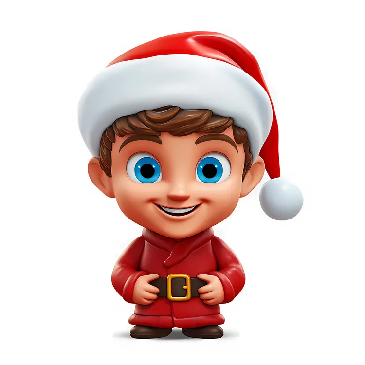 Cartoon boy in Santa outfit