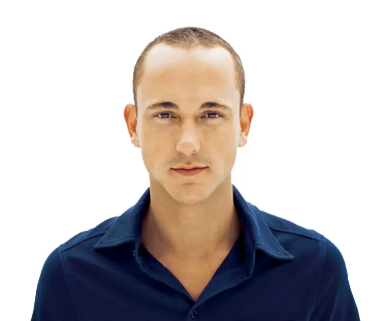 Young Man in Blue Shirt Portrait