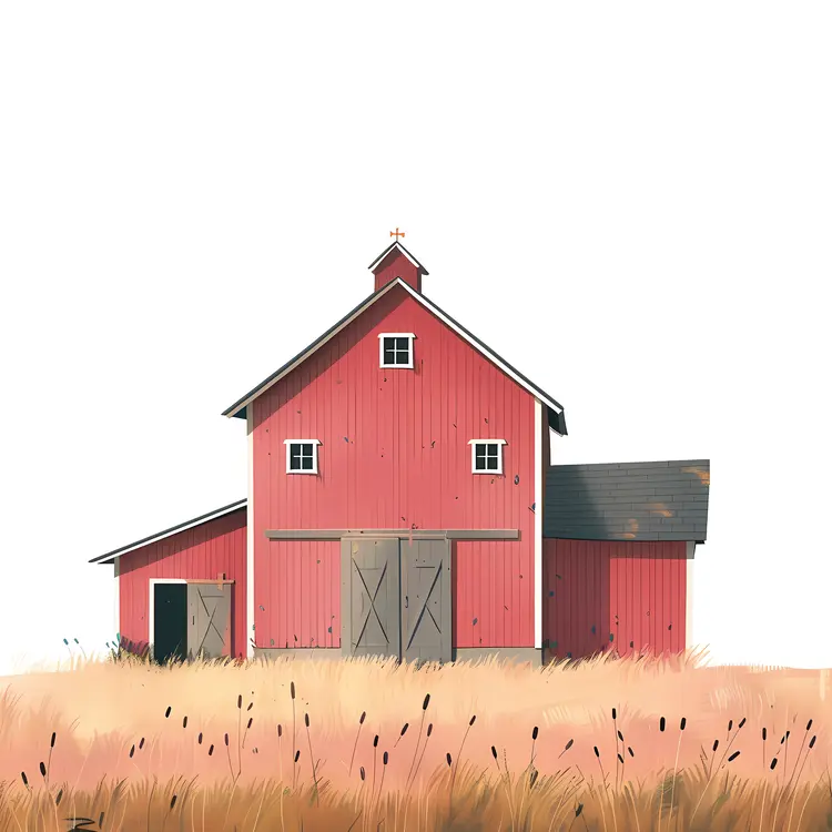 Red Barn in a Field