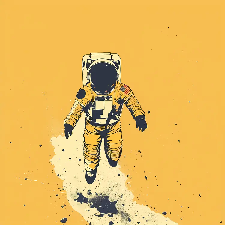 Floating Astronaut in Yellow Suit