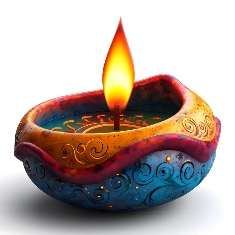 Colorful Candle in Decorative Bowl