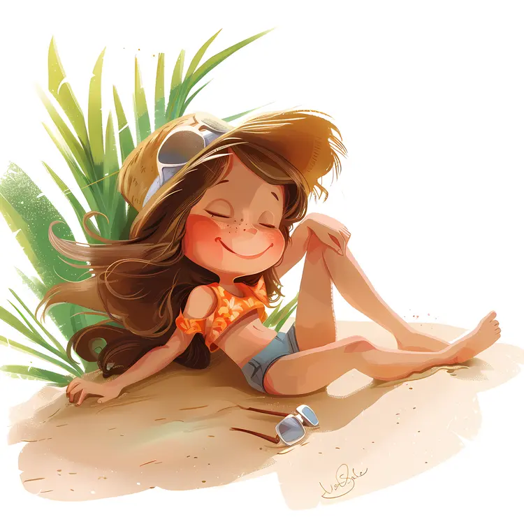 Happy Girl Enjoying Summer on Beach