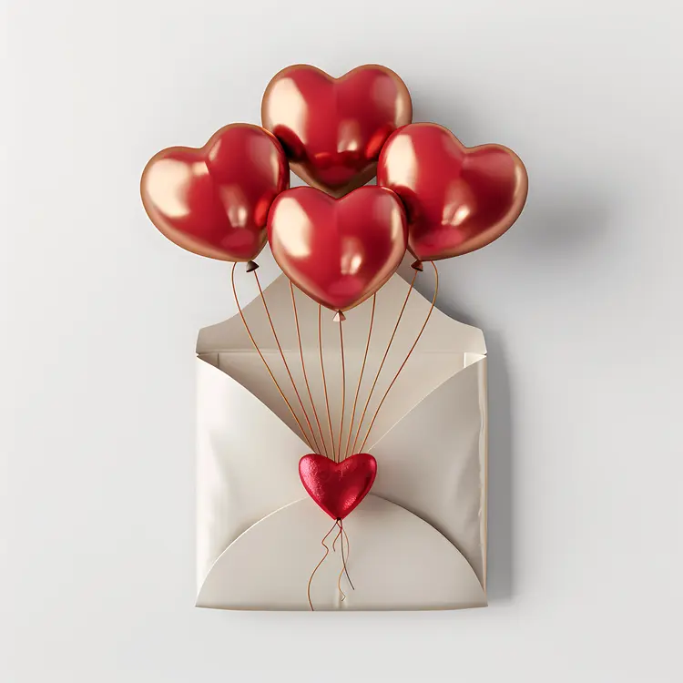 Red Heart Balloons in Envelope
